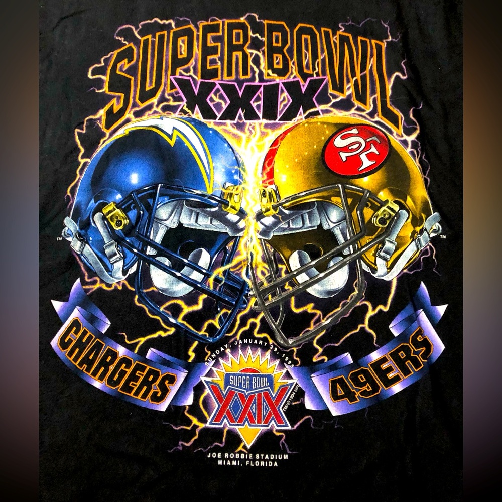 Vintage Super Bowl XXIX San Francisco 49ers Salem T-Shirt XL Chargers NFL Rare - Picture 1 of 7